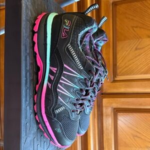 Fila Women's Athletic Trail Sneakers with Pink & Teal Accents